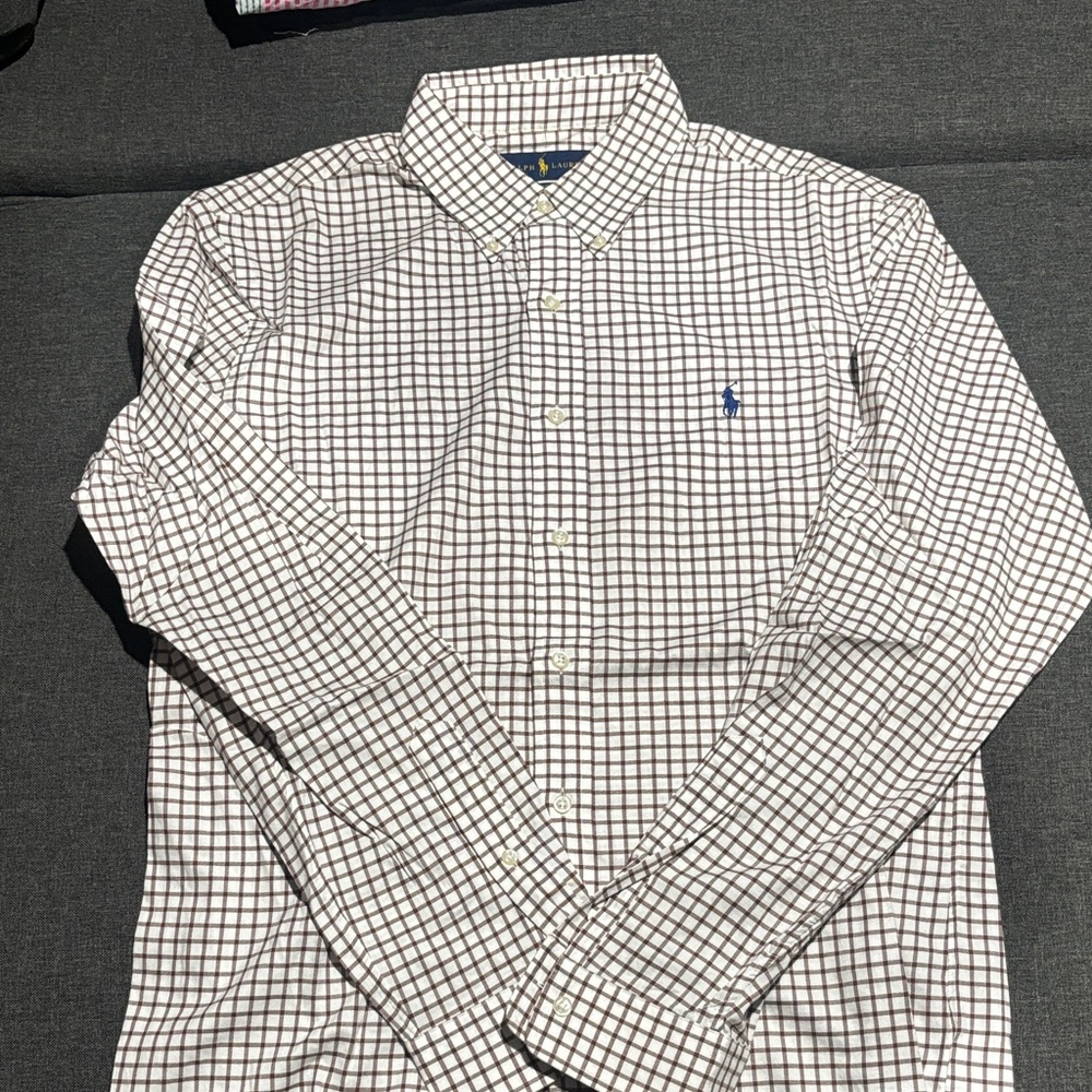 Polo by Ralph Lauren Men's White and Black Checkered Shirt